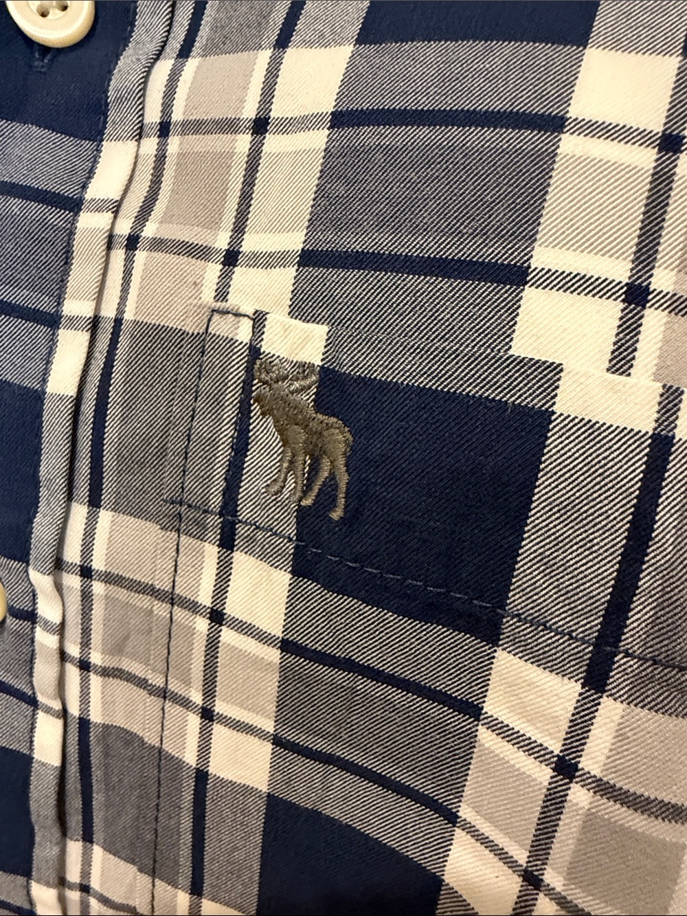 Abercrombie & Fitch Men's Navy White Plaid Button-Down Shirt XXL - Picture 4 of 6